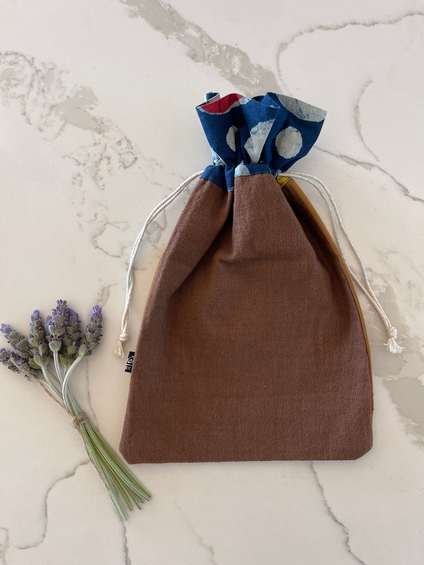 Mocha Brown Embroidered Tie Bag