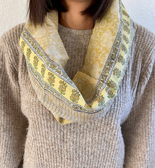 Yellow Floral Infinity Scarf