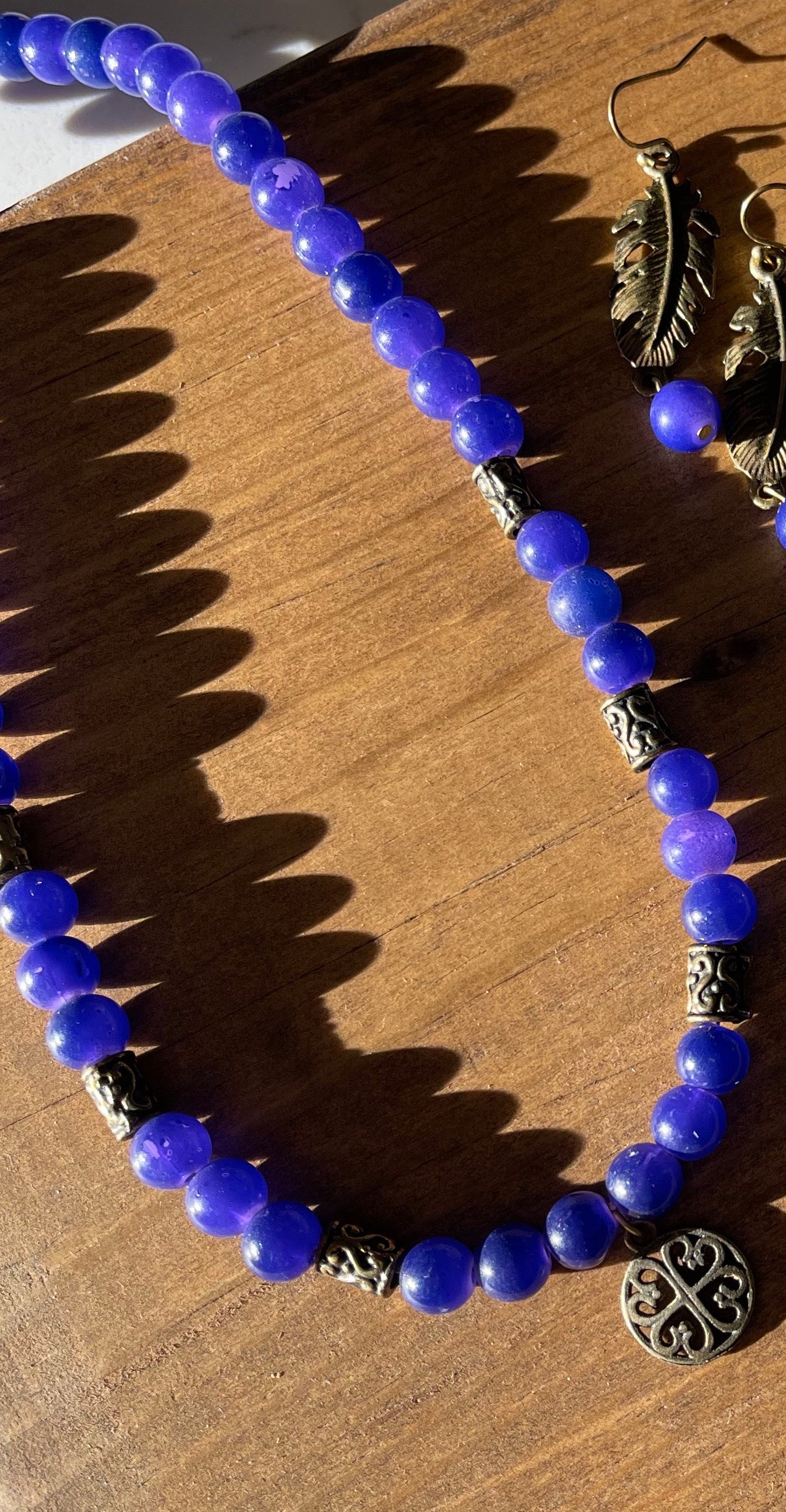 Blue Violet Beaded Necklace