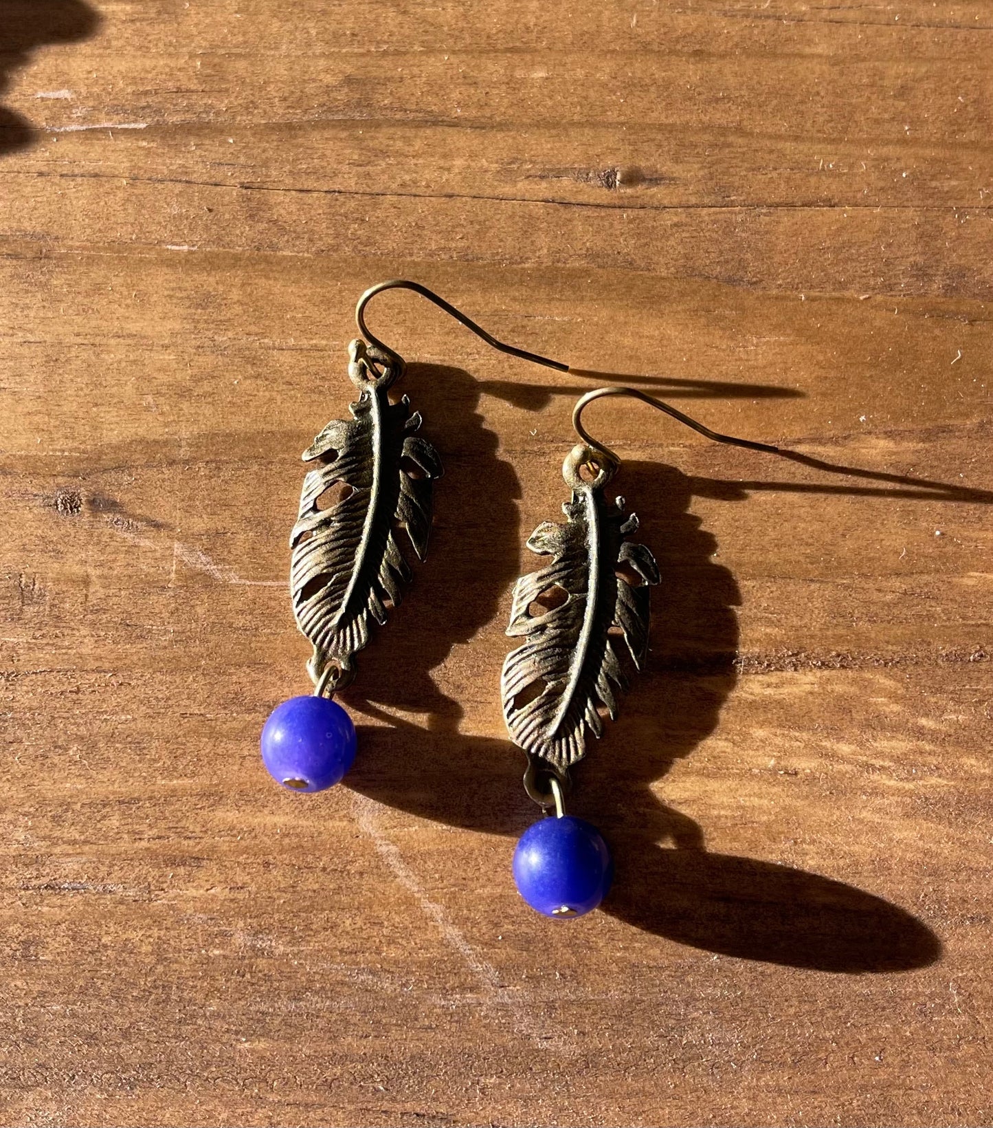 Blue Violet Feather Earring