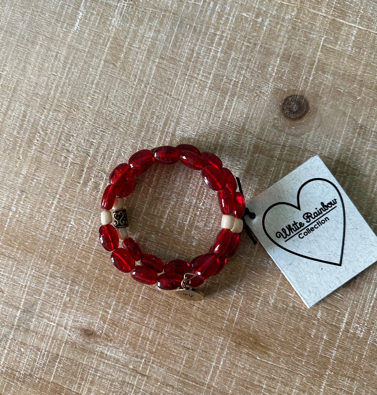 Red Bead WRP Charm Bracelet