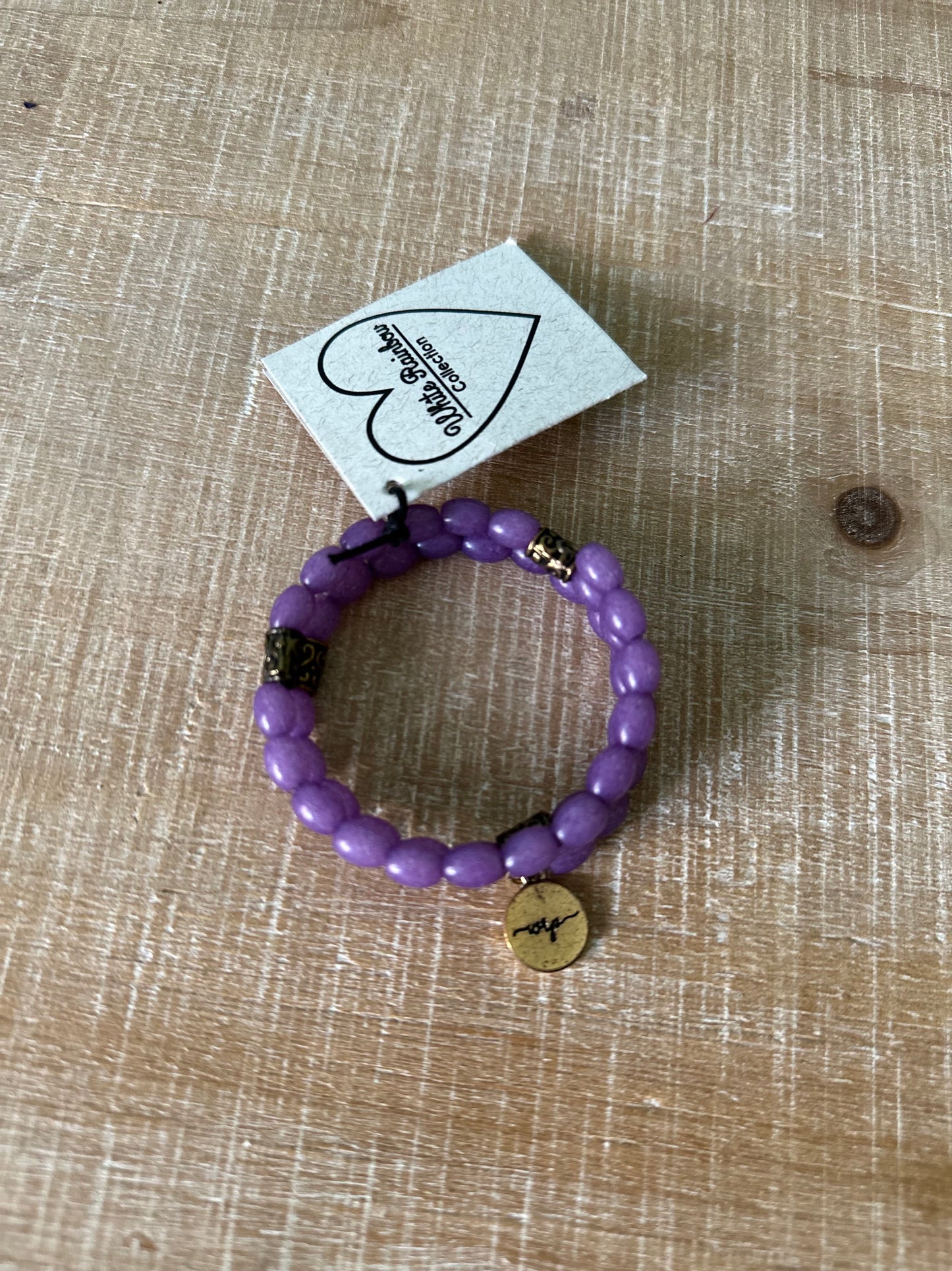 Lavender Bead WRP Charm Bracelet
