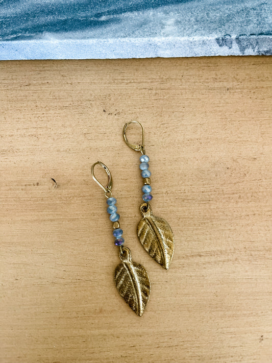 Lilac Gold Leaf Earring
