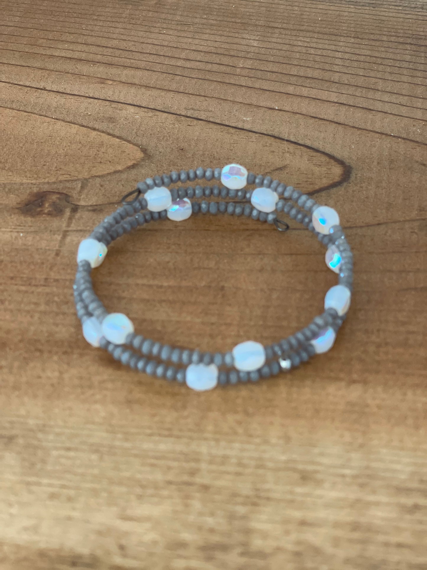 Grey & Opal Beaded Bracelet