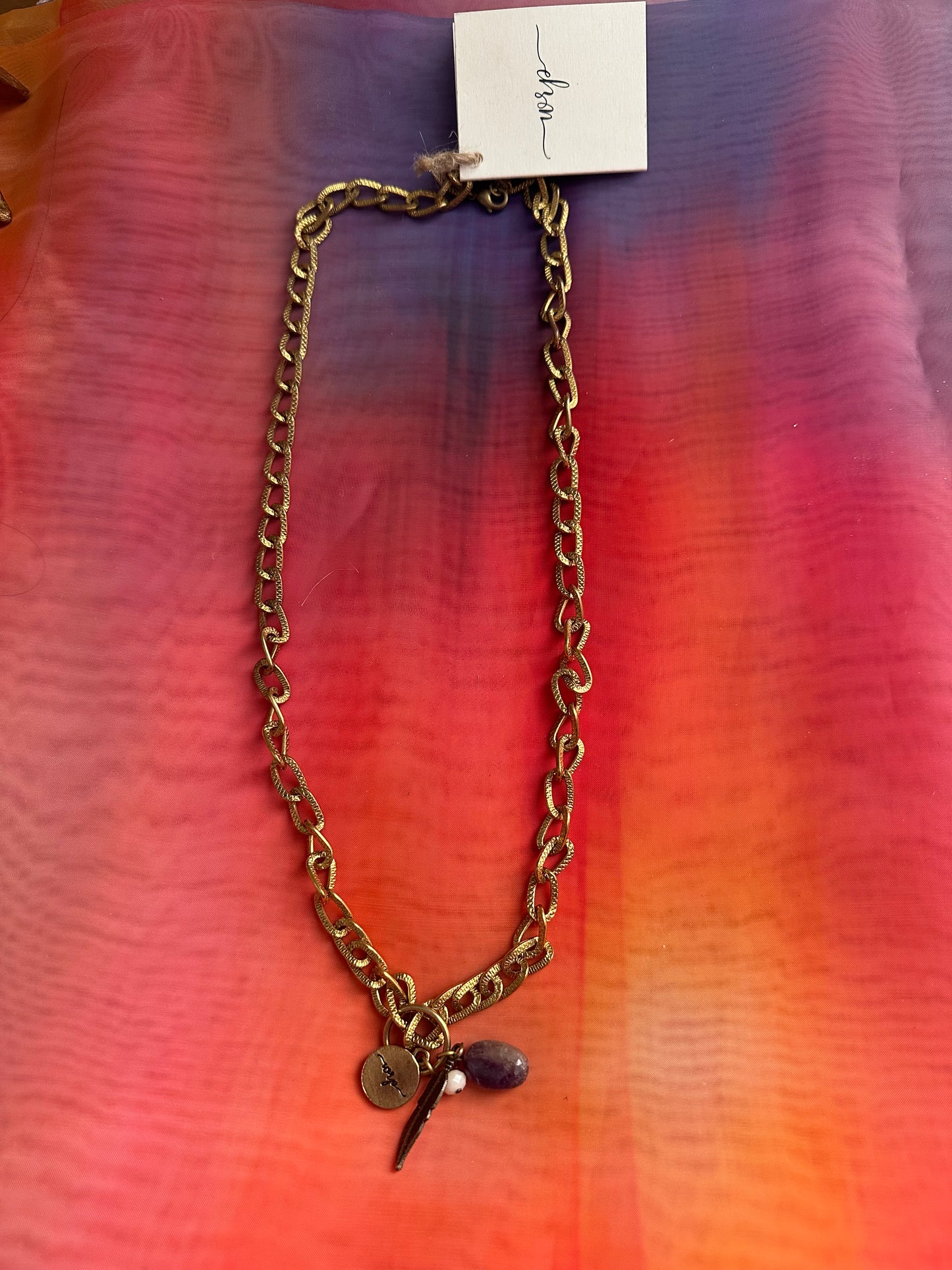 Chunky Gold Chain Charm Necklace