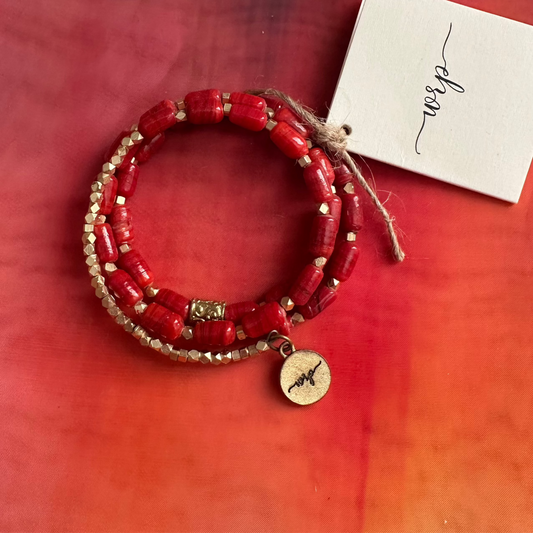 Valentine Red & Gold Charm Bracelet