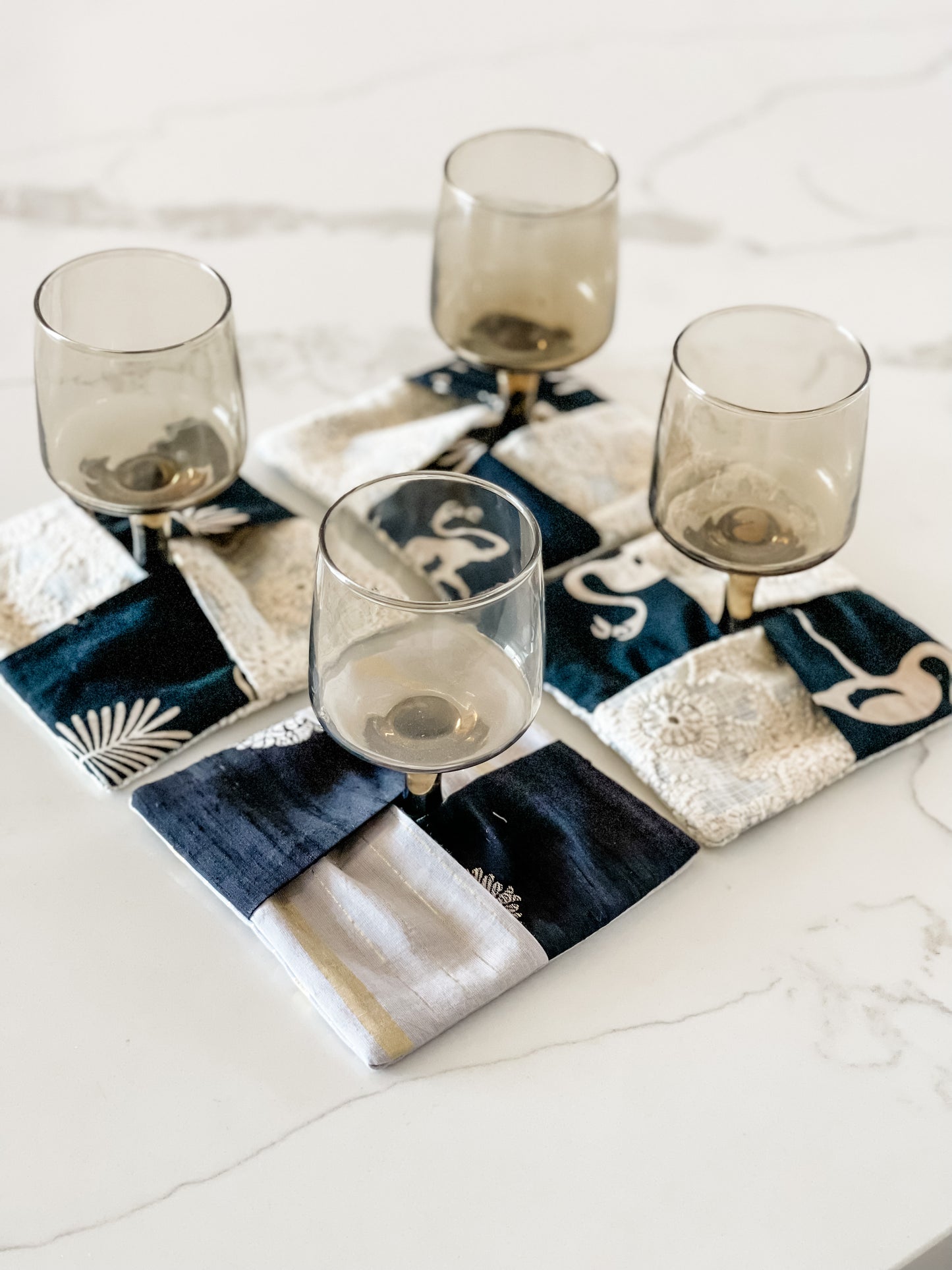 Large Fabric Coasters- B&W Collection (Set of 4)