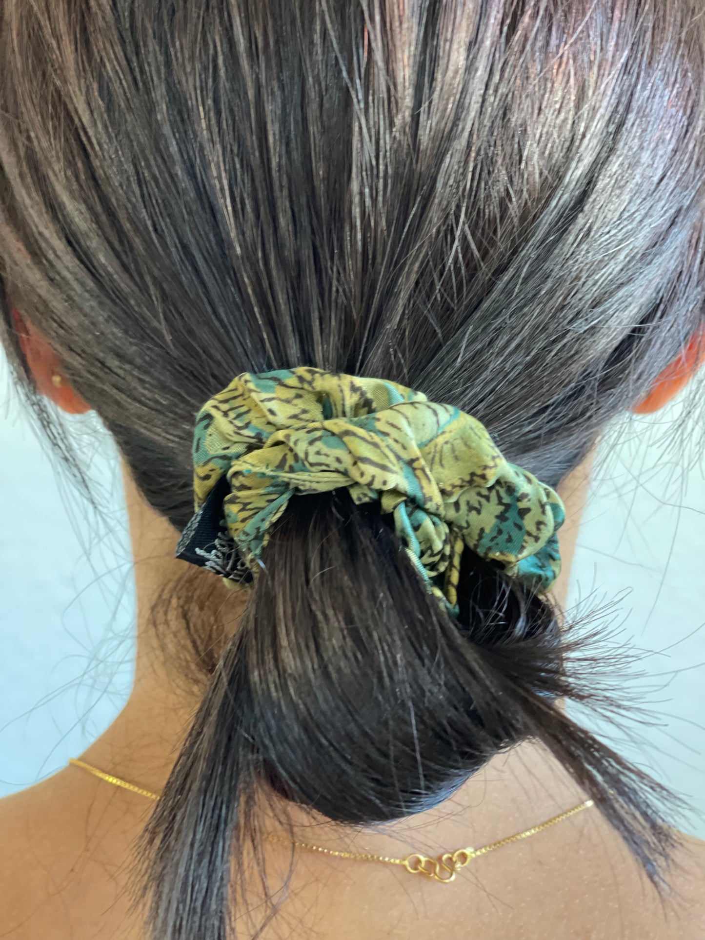 Green Abstract Print Scrunchie