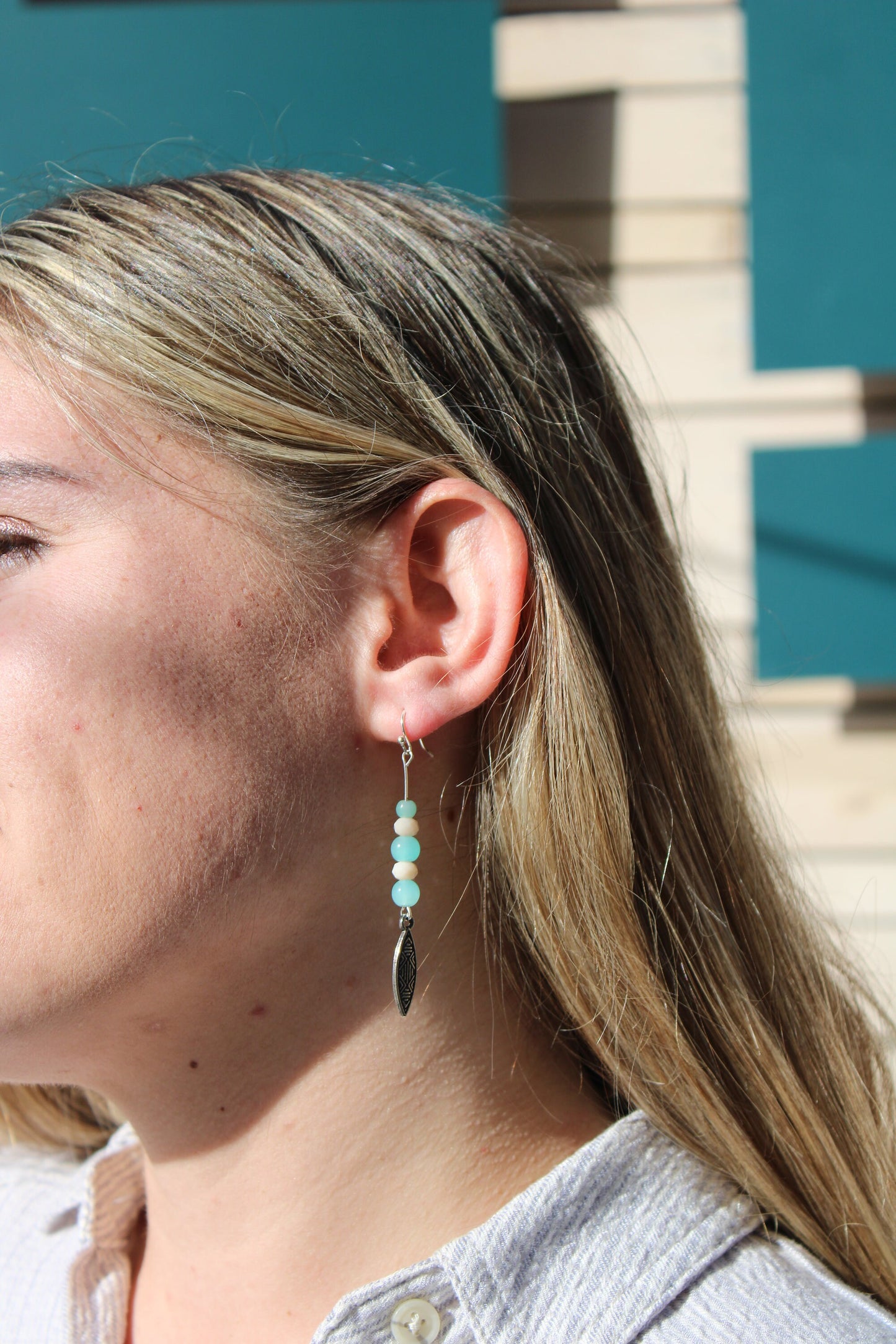 Turquoise & White Drop Earring