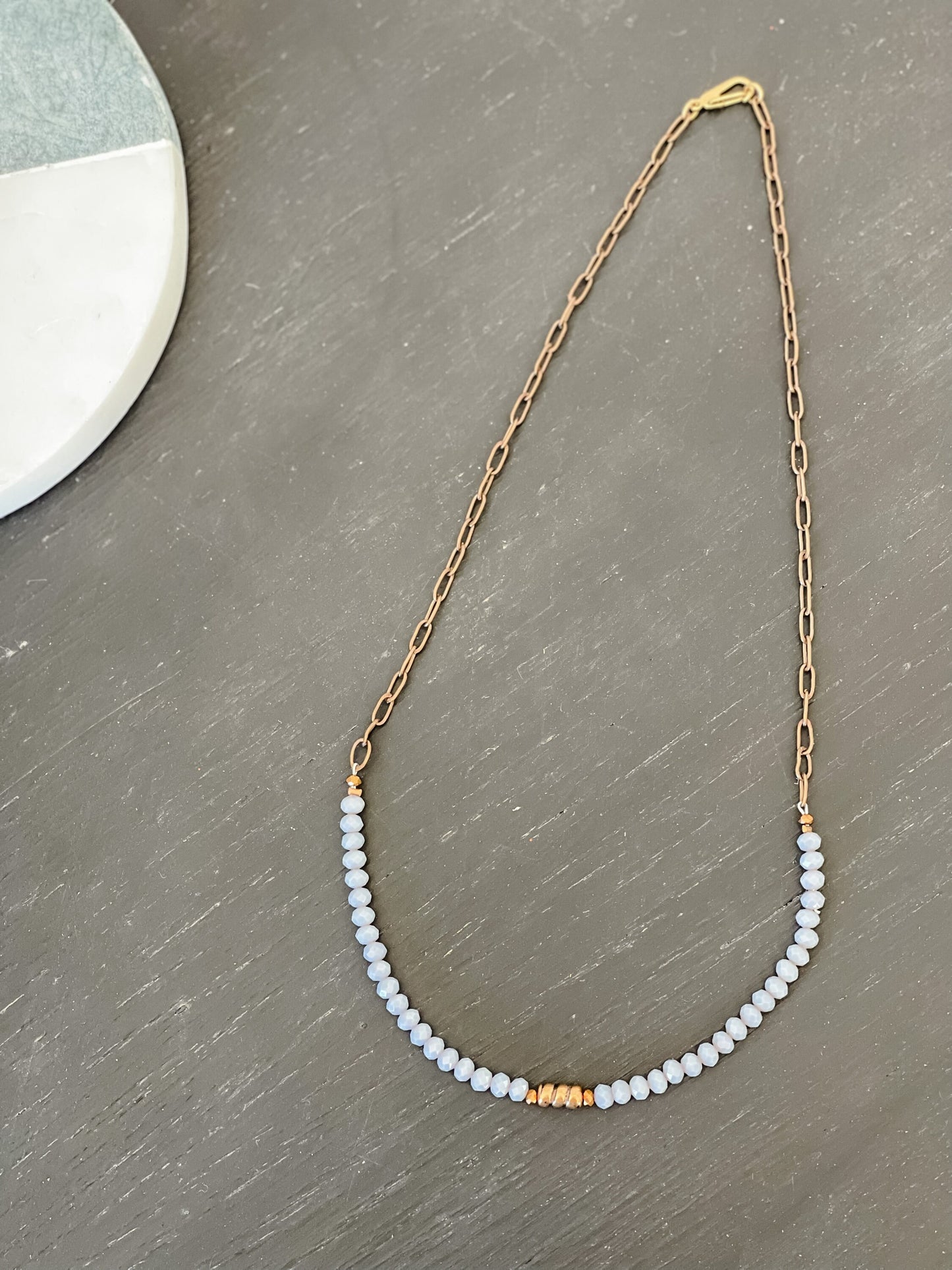 Periwinkle Bead & Chain Necklace