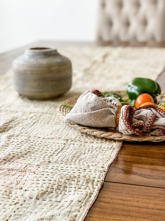 Reversible Table Runner- Beige/Multi-Color