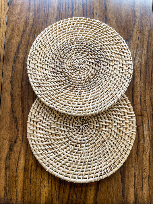 Round Cane Placemats (Set of 2)