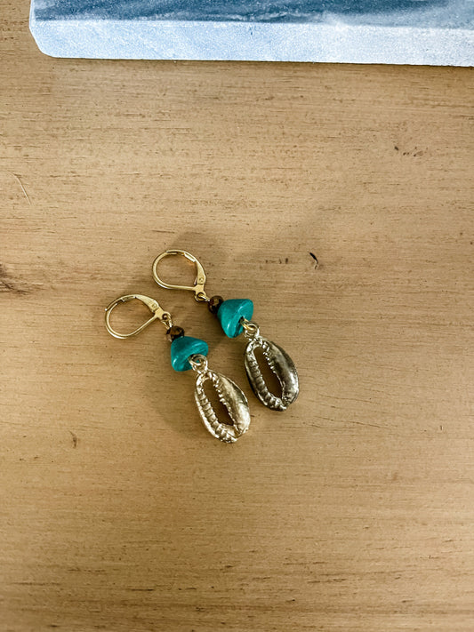 Turquoise Sea Shell Earring
