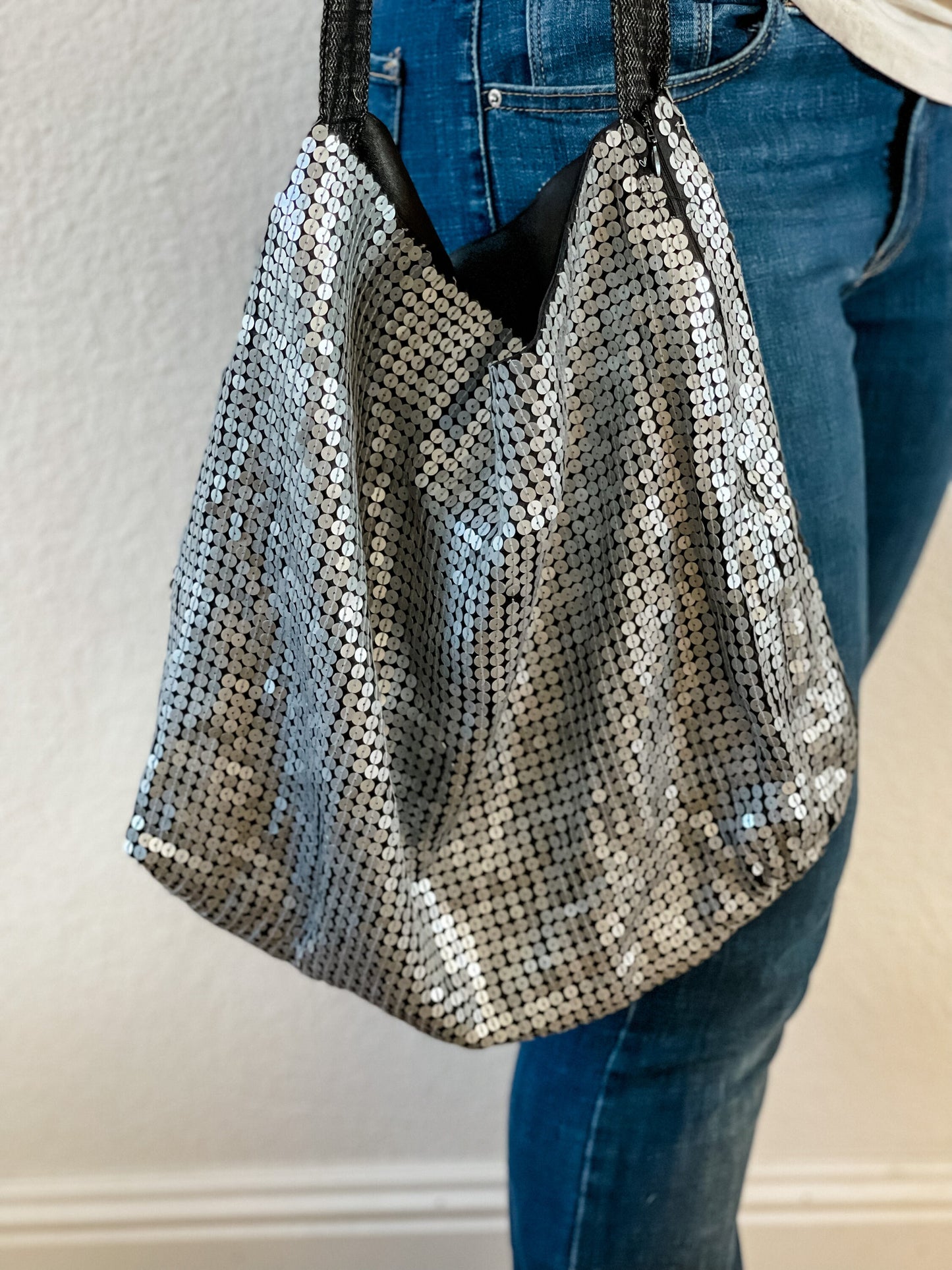 Silver Grey Sequin Bag